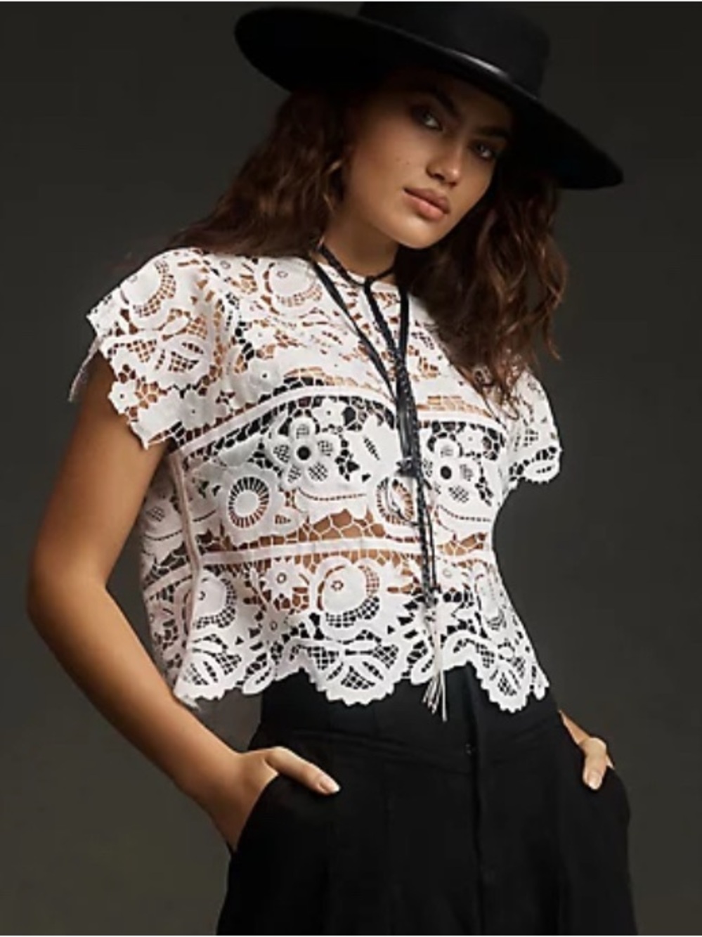 Anthropologie Forever That Girl Lace Muscle Top